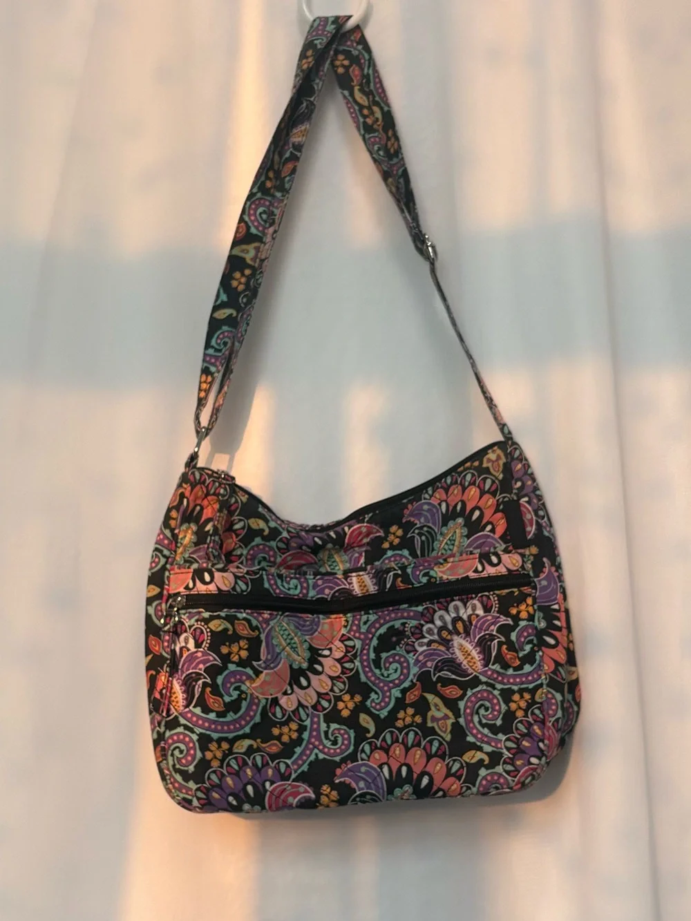 Waverly Black Paisley Shoulder Bag with Multicolor Accents